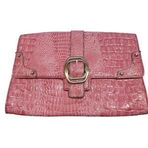 Jessica Simpson Fushia Pink Faux Crocodile-Embossed Pacha Envelope Clutch
